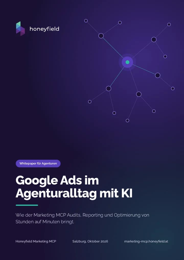 Cover of the whitepaper Google Ads in everyday agency work with AI